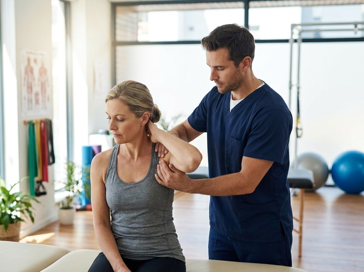 Physiotherapeutische Behandlung in einer hellen Praxis in Münster